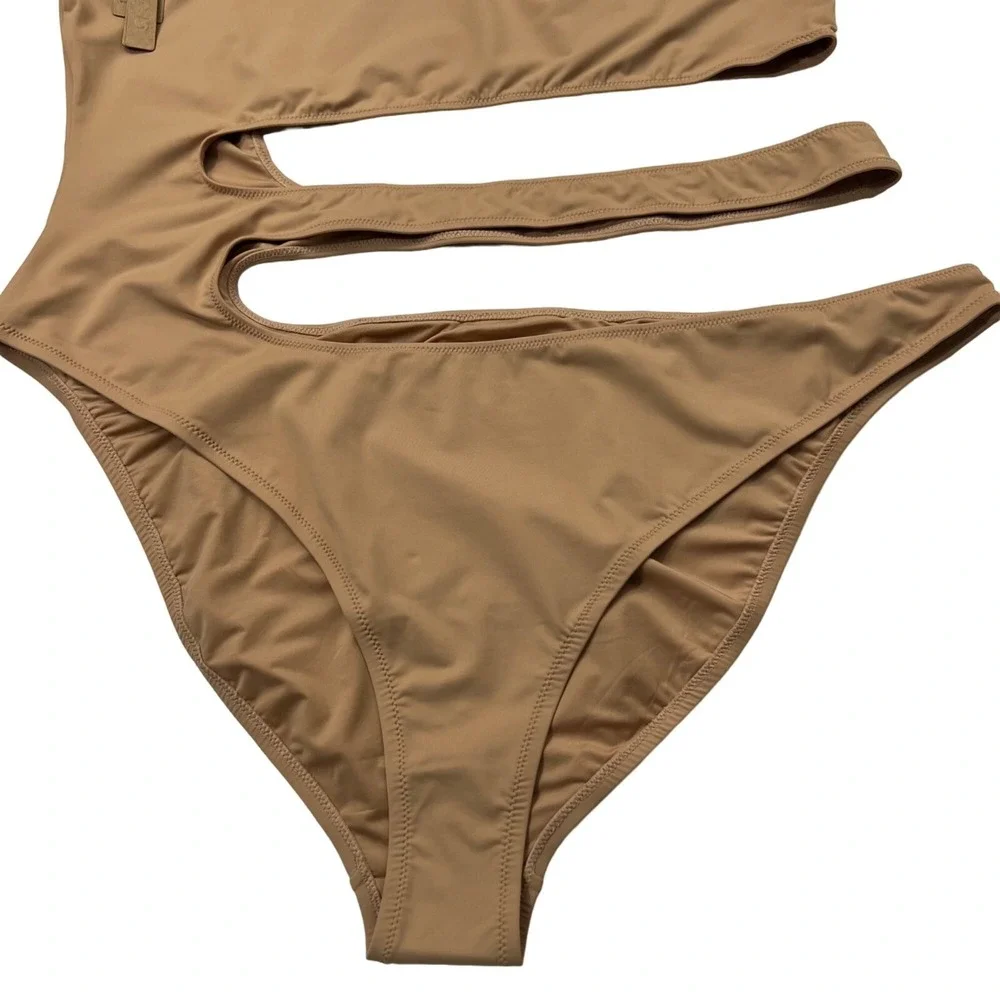 SKIMS Swim One Shoulder Monokini Ochre Womens‎ 4X